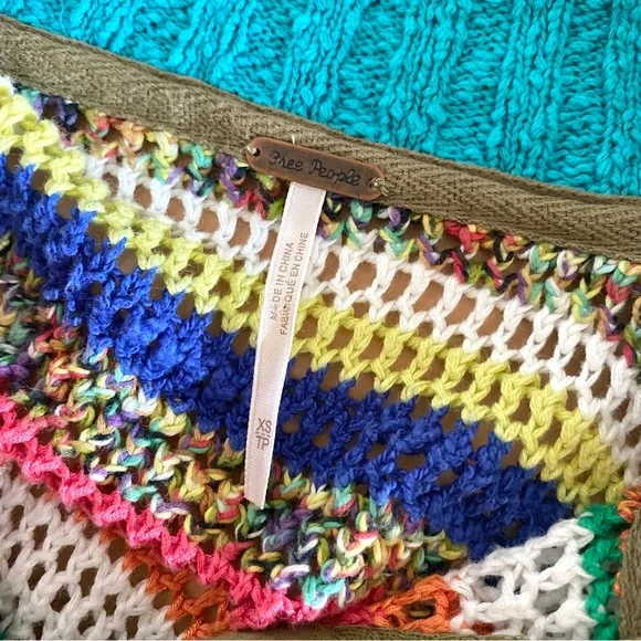 Free people crochet quarter zip sweater rainbow - Picture 6 of 9